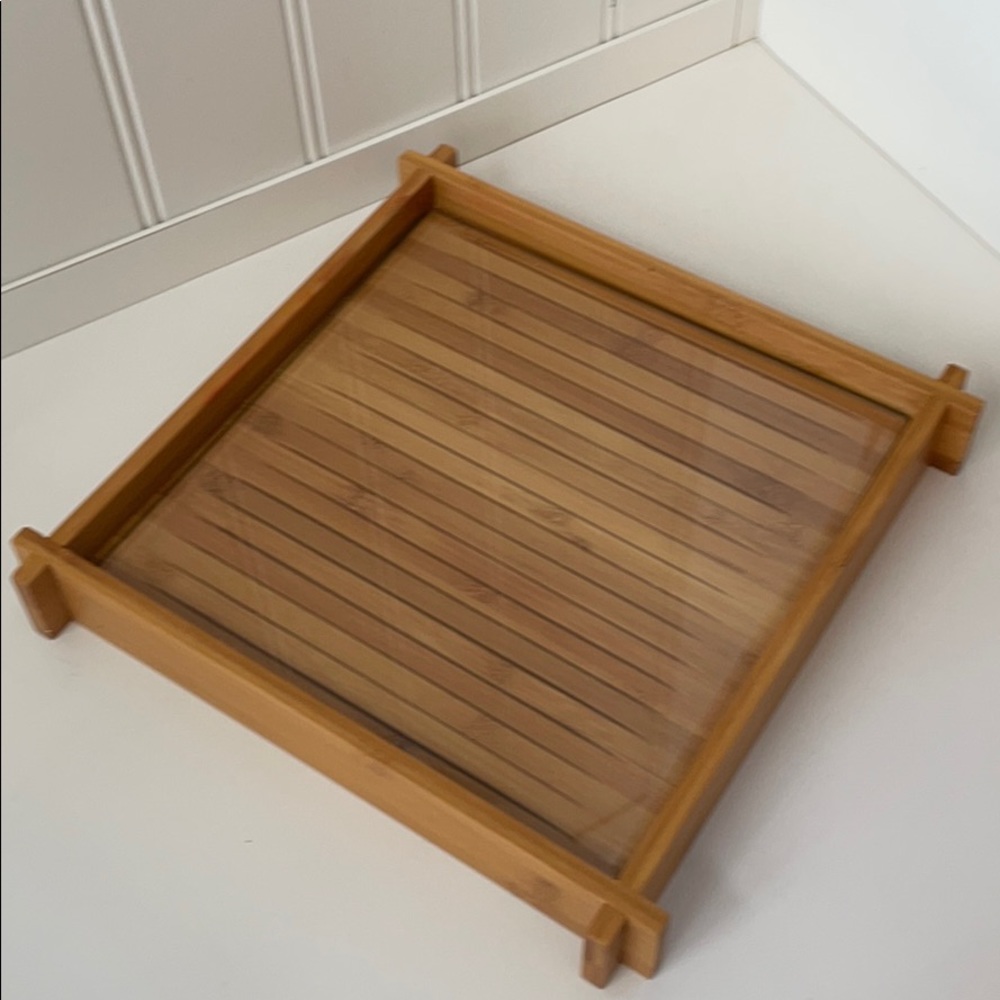 PartyLite square bamboo Tray - candle holder